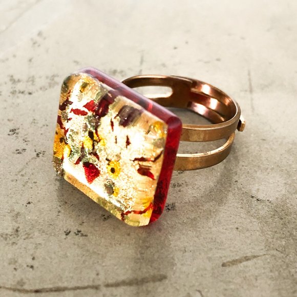 Adjustable Murano Glass Ring - Picture 6 of 13